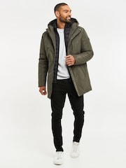Threadbare Green Showerproof Mock Layer Hooded Raincoat - Image 4 of 5
