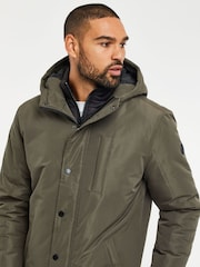 Threadbare Green Showerproof Mock Layer Hooded Raincoat - Image 5 of 5