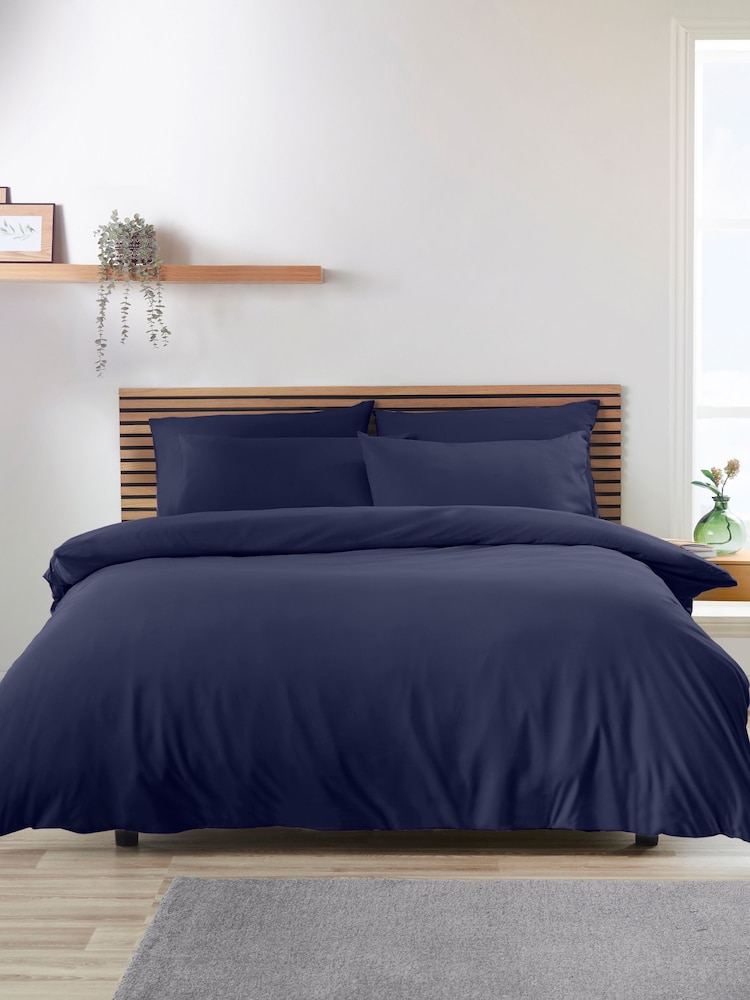 Catherine Lansfield Navy Blue So Soft Easy Iron Duvet Cover Set - Image 1 of 3