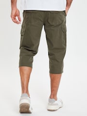 Threadbare Green 3/4 Length Belted Cargo Trousers - Image 2 of 4