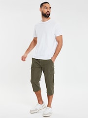 Threadbare Green 3/4 Length Belted Cargo Trousers - Image 3 of 4