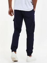 Threadbare Blue Slim Fit Cuffed Cargo 100% Cotton Trousers - Image 2 of 4