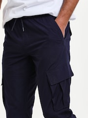 Threadbare Blue Slim Fit Cuffed Cargo 100% Cotton Trousers - Image 4 of 4