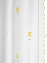 Catherine Lansfield White Lorna Embroidered Daisy Slot Top Panel Curtains - Image 4 of 4