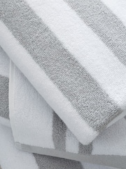 Bianca Silver Grey Reversible Stripe 100% Cotton Jacquard Towel - Image 3 of 4