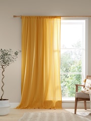 Pineapple Elephant Ochre Zofia Broderie Anglaise100% Cotton Sheer Panel Voile - Image 1 of 4