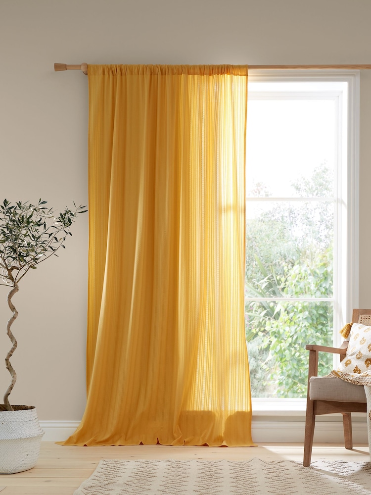 Pineapple Elephant Ochre Zofia Broderie Anglaise100% Cotton Sheer Panel Voile - Image 1 of 4 Pineapple Elephant Ochre Zofia Broderie Anglaise100% Cotton Sheer Panel Voile - Image 1 of 4