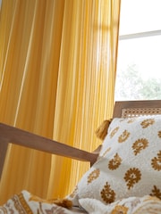 Pineapple Elephant Ochre Zofia Broderie Anglaise100% Cotton Sheer Panel Voile - Image 2 of 4