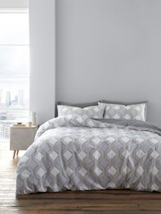 Bianca Grey Atticus Geometric 100% Cotton Duvet Cover Set - Image 2 of 5