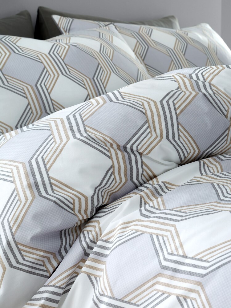 Bianca Grey Atticus Geometric 100% Cotton Duvet Cover Set - Image 5 of 5