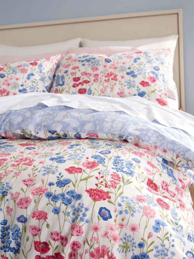 Bianca Pink Olivia Floral 100% Cotton Duvet Cover Set - Image 4 of 4