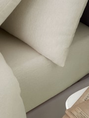 Catherine Lansfield Cream Brushed 100% Cotton Fitted/Flat Sheet, Pillowcase Pack - Image 1 of 1
