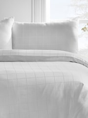 Catherine Lansfield White Woven Check 300 Thread Count Duvet Cover Set - Image 2 of 3