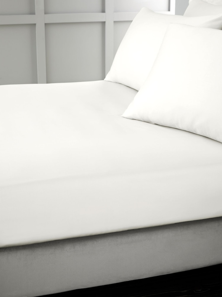 Bianca Cream 400 Thread Count 100% Cotton Sateen Fitted Sheet - Image 1 of 3