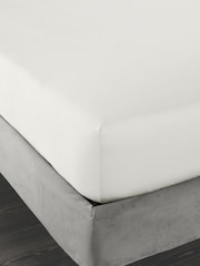 Bianca Cream 400 Thread Count 100% Cotton Sateen Fitted Sheet - Image 2 of 3