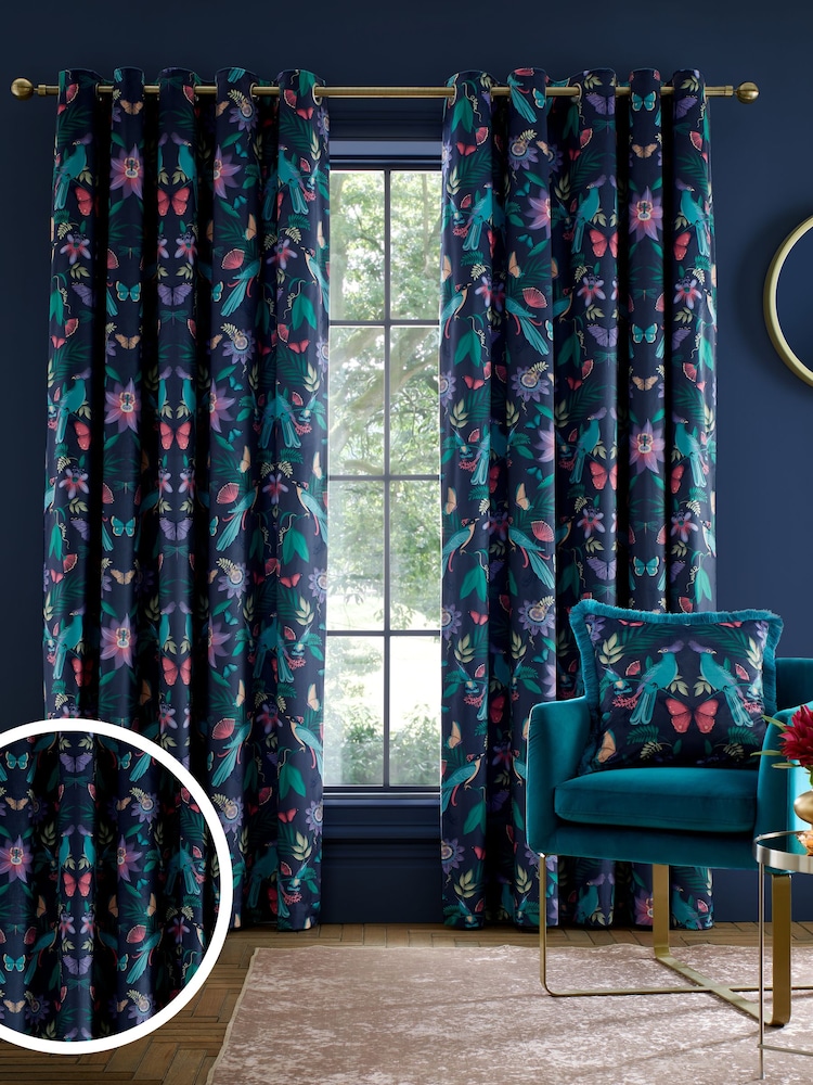 Catherine Lansfield Navy Blue Curtains - Imagem 1 de 4