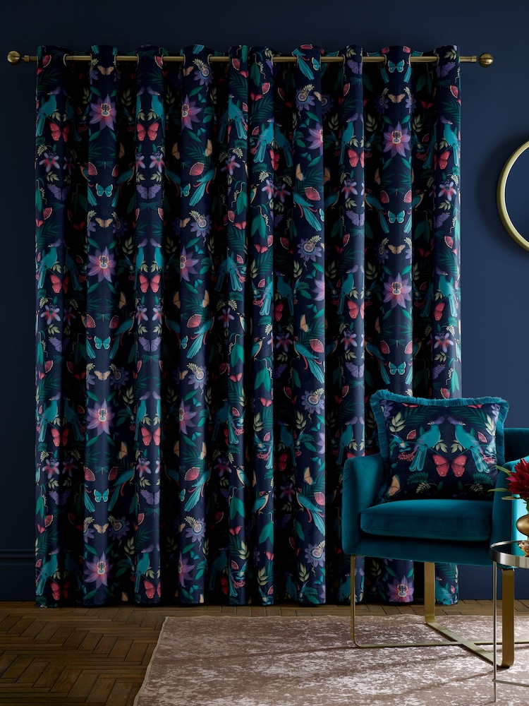 Catherine Lansfield Navy Blue Curtains - Image 3 of 4