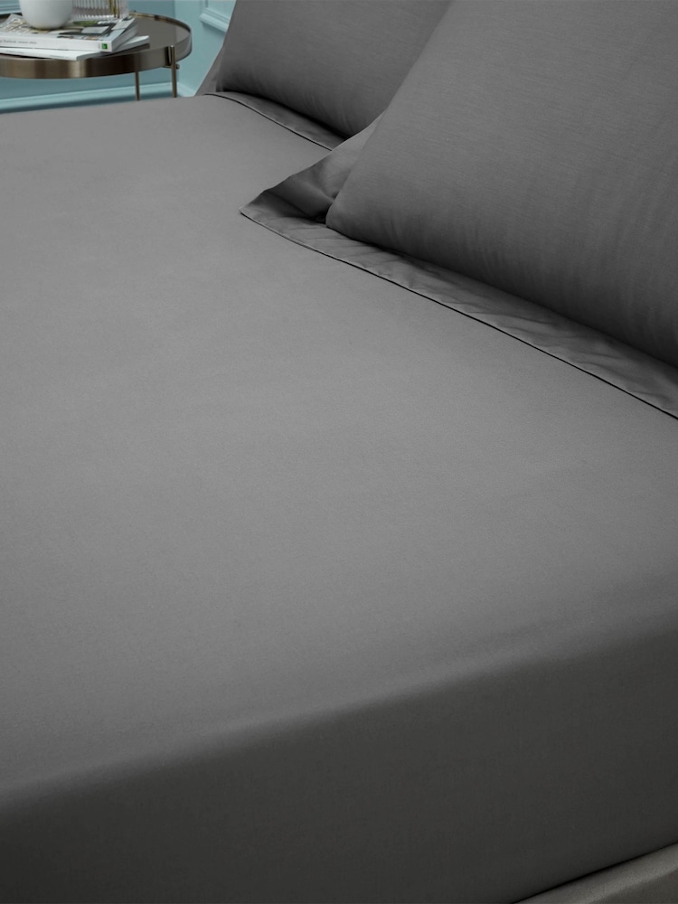 Bianca Charcoal Grey 180 Thread Count Cotton Fitted Sheet - Image 1 of 3