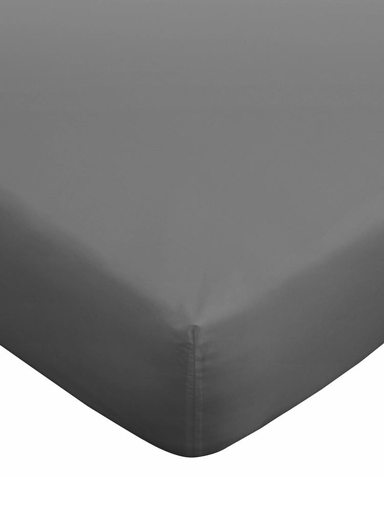 Bianca Charcoal Grey 180 Thread Count Cotton Fitted Sheet - Image 3 of 3