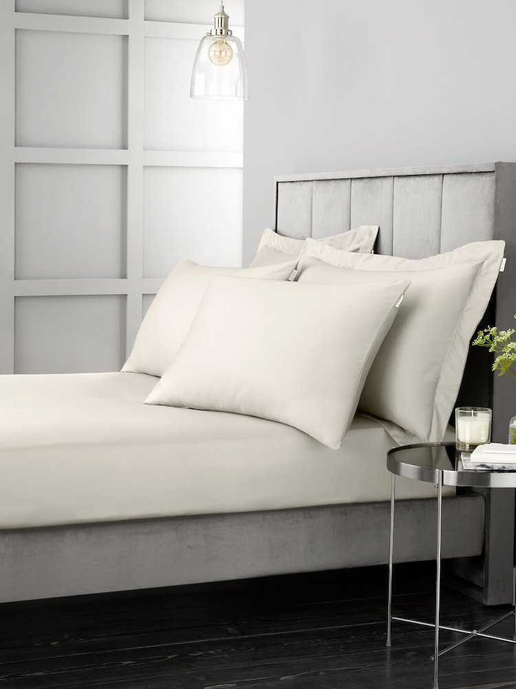 Bianca Oyster 400 Thread Count 100% Cotton Sateen Flat Sheet - Image 2 of 2