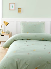Catherine Lansfield Green Embroidered Dinosaur Duvet Cover Set - Image 2 of 5