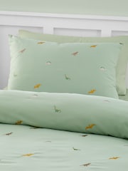 Catherine Lansfield Green Embroidered Dinosaur Duvet Cover Set - Image 3 of 5
