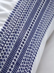 Bianca White Remy Navy Blue Embroidery 100% Cotton Duvet Cover Set - Image 3 of 3