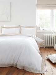 Bianca White Oxford Lace 100% Cotton Duvet Cover Set - Image 1 of 4