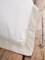 Bianca White Oxford Lace 100% Cotton Duvet Cover Set - Image 3 of 4