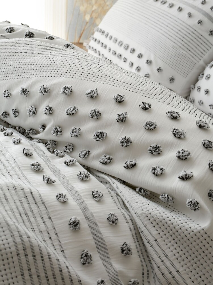 Pineapple Elephant White Aisha Tufted Spot Duvet Cover Set - Image 2 of 4
