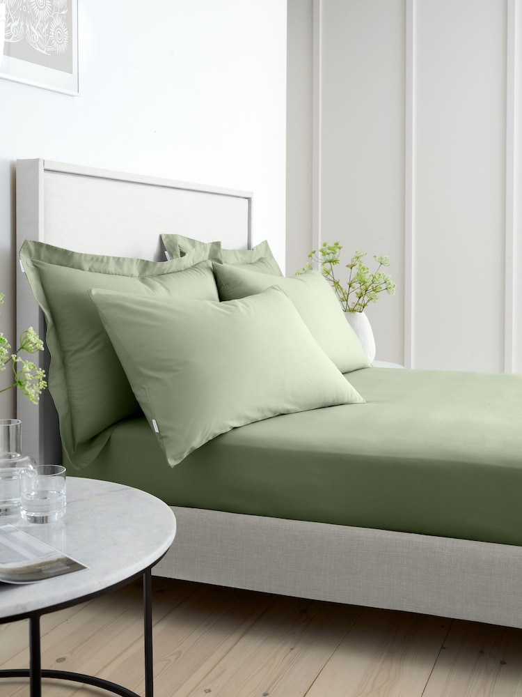Bianca Sage Green 200 Thread Count 100% Cotton Percale Extra Deep Fitted Sheet - Image 3 of 4