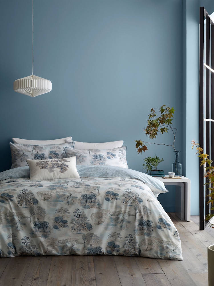 RHS Sea spray Blue Japanese Garden 100% Cotton Duvet Cover Set - Image 1 of 5