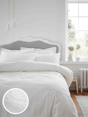 Bianca White French Knot Jacquard 100% Cotton Duvet Cover Set - Image 1 of 5