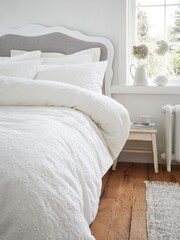 Bianca White French Knot Jacquard 100% Cotton Duvet Cover Set - Image 4 of 5