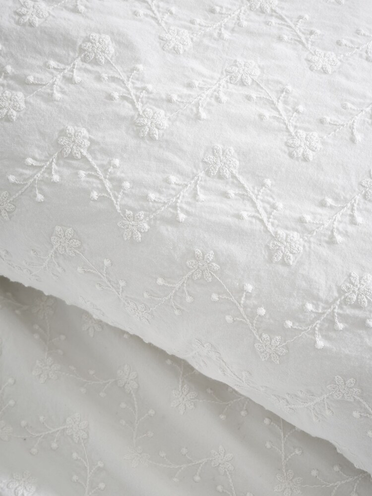 Bianca White French Knot Jacquard 100% Cotton Duvet Cover Set - Image 5 of 5