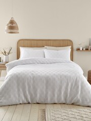 Catherine Lansfield White Waffle Checkerboard Duvet Cover Set - Image 2 of 5
