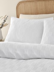 Catherine Lansfield White Waffle Checkerboard Duvet Cover Set - Image 3 of 5