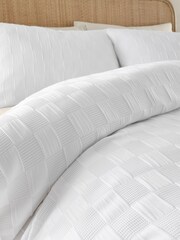Catherine Lansfield White Waffle Checkerboard Duvet Cover Set - Image 4 of 5