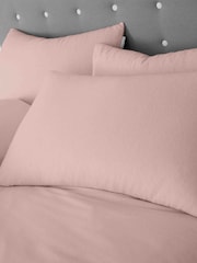 Catherine Lansfield Pink Brushed 100% Cotton Duvet Cover Set - Image 2 of 3