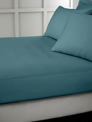 Bianca Teal 400 Thread Count 100% Cotton Sateen Fitted Sheet - Image 1 of 3