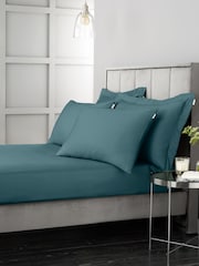 Bianca Teal 400 Thread Count 100% Cotton Sateen Fitted Sheet - Image 3 of 3