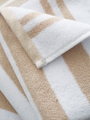Bianca Natural Reversible Stripe 100% Cotton Jacquard Towel - Image 3 of 4