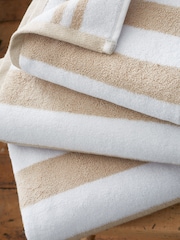 Bianca Natural Reversible Stripe 100% Cotton Jacquard Towel - Image 4 of 4