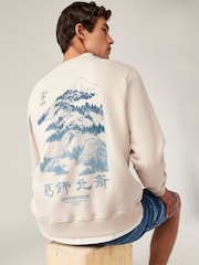 Neutral Crew Sweatshirt Hokusai Graphic License Crew Sweatshirt - Image 1 of 7
