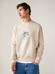 Neutral Crew Sweatshirt Hokusai Graphic License Crew Sweatshirt - Image 3 of 7