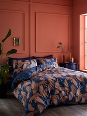 Matthew Williamson Navy Blue Peacock Leopard 100% Cotton Sateen Duvet Cover Set - Image 2 of 6