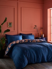Matthew Williamson Navy Blue Peacock Leopard 100% Cotton Sateen Duvet Cover Set - Image 3 of 6