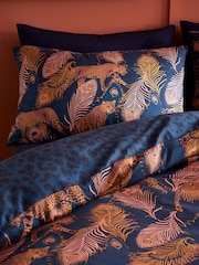 Matthew Williamson Navy Blue Peacock Leopard 100% Cotton Sateen Duvet Cover Set - Image 4 of 6