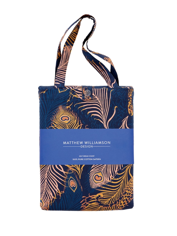 Matthew Williamson Navy Blue Peacock Leopard 100% Cotton Sateen Duvet Cover Set - Image 6 of 6
