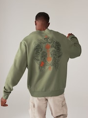 Green Crew Sweatshirt Graphic Crew Sweatshirt - Image 1 of 9